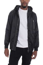 Men's Satin Hooded Windbreaker Jacket