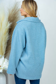 Plus Size Casual Long Sleeve Woven Sherpa Jacket
