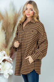 Women's Relaxed Fit Houndstooth Woven Jacket