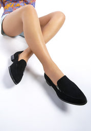 Women's Pointed Toe Genuine Suede Slip-On Loafers