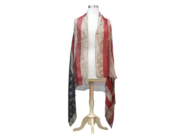 Unisex Casual Vintage American Flag Scarf