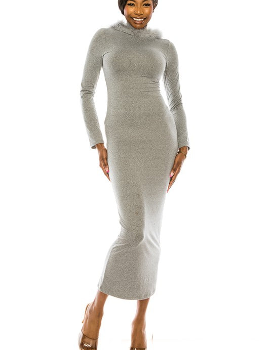 Women's Casual Long Sleeve Maxi Dress with Hoodie