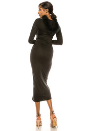 Women's Casual Long Sleeve Maxi Dress with Hoodie