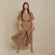 Women's Oversized Cheetah Print Maxi Dress with Pockets