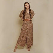 Women's Oversized Cheetah Print Maxi Dress with Pockets