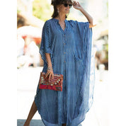 Women's Oversized Striped Button-Down Maxi Dress