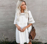 Women's Loose Fit Crochet Detail Cover-Up