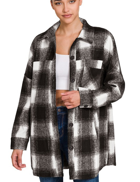 Oversized Yarn Dyed Plaid Longline Shacket