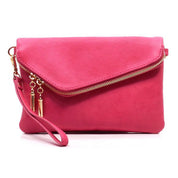 Women's Faux Leather Foldover Clutch with Detachable Strap