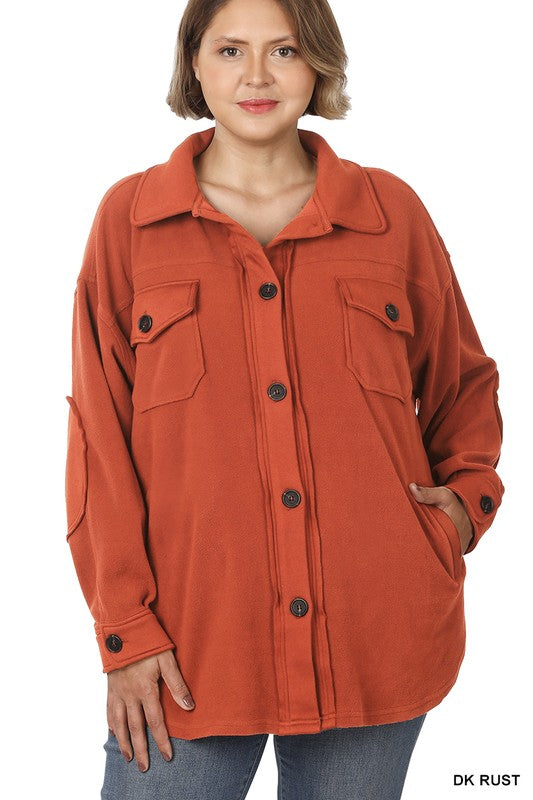 Plus Size Oversized Fleece Shacket for Women