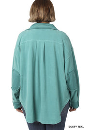 Plus Size Oversized Fleece Shacket for Women