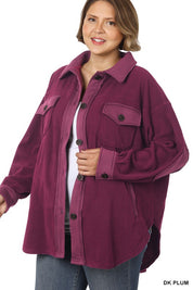 Plus Size Oversized Fleece Shacket for Women