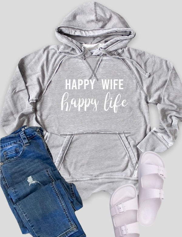 Women's Vintage Hoodie with Happy Wife Design