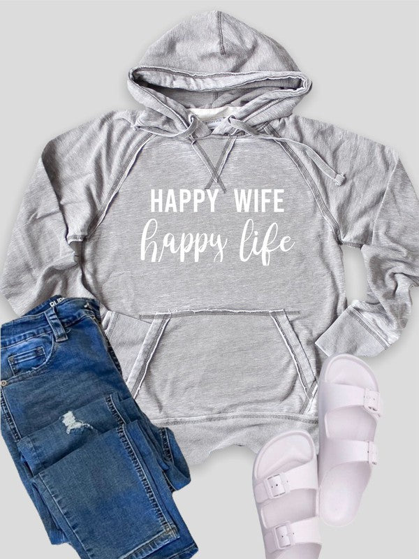 Women's Vintage Hoodie with Happy Wife Design