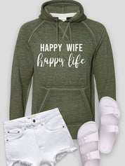 Women's Vintage Hoodie with Happy Wife Design