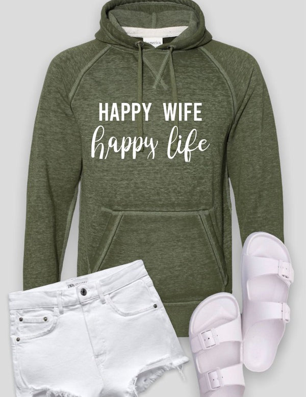 Women's Vintage Hoodie with Happy Wife Design