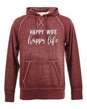 Women's Vintage Hoodie - Happy Wife Happy Life Sweatshirt