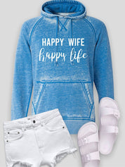 Women's Vintage Hoodie with Happy Wife Design