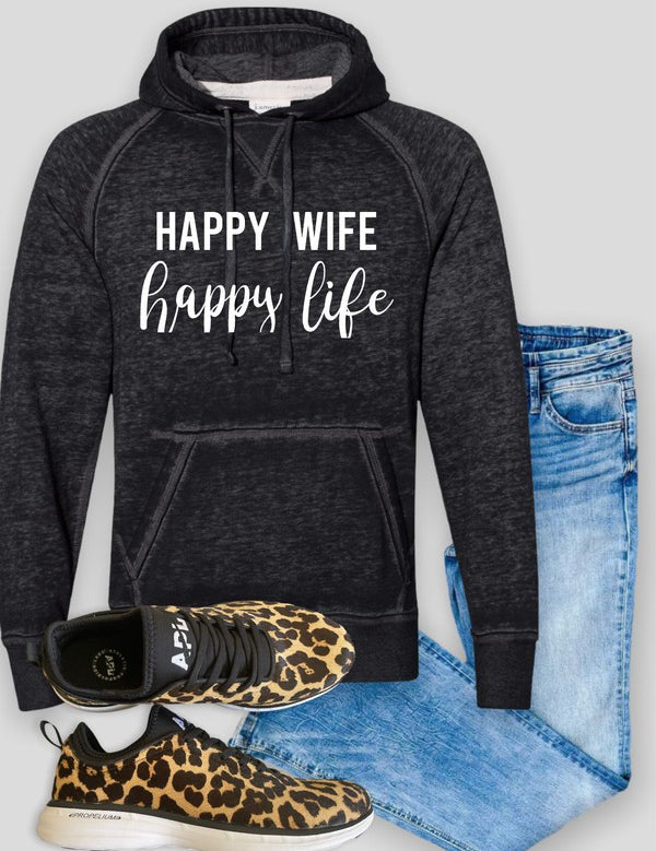 Women's Vintage Hoodie with Happy Wife Design