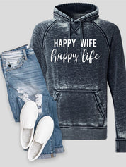 Women's Vintage Hoodie with Happy Wife Design