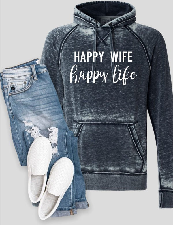 Women's Vintage Hoodie with Happy Wife Design