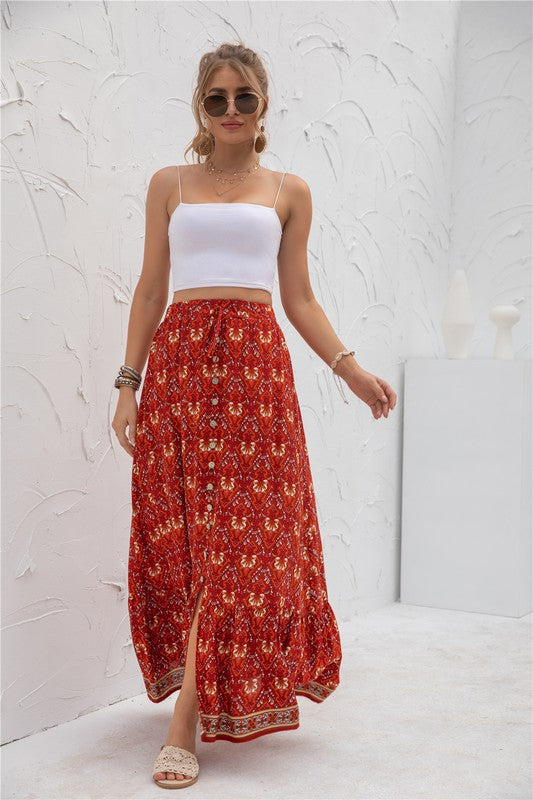 Women's Casual Print Maxi Skirt