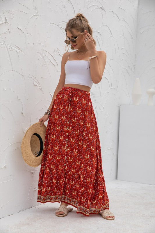 Women's Casual Print Maxi Skirt