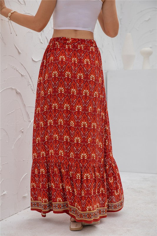 Women's Casual Print Maxi Skirt