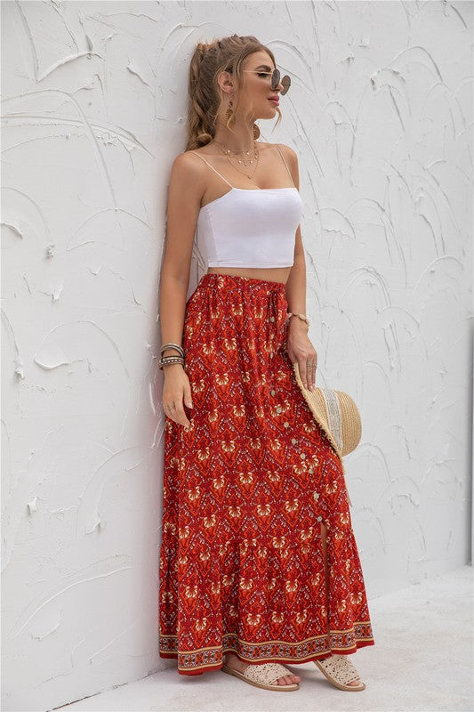 Women's Casual Print Maxi Skirt