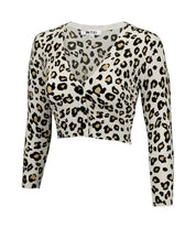 Women's Cropped Leopard Print Bolero Cardigan Sweater