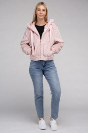 Women's Cozy Fluffy Zip-Up Teddy Hoodie