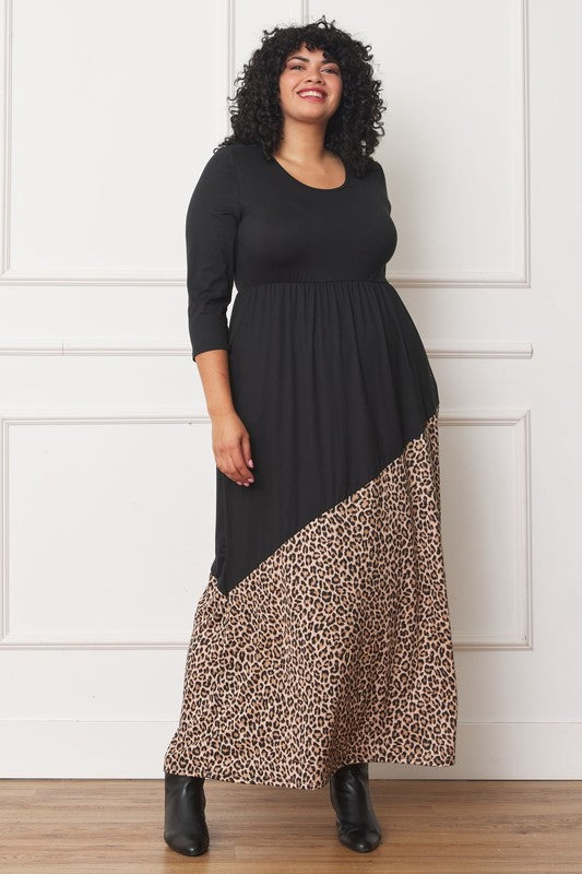 Women's Asymmetrical Leopard Print Maxi Dress