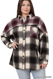 Plus Size Oversized Plaid Longline Shacket for Women