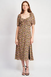 Women's Floral Ruffle Midi Dress