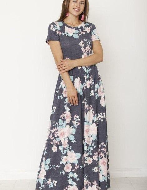 Vintage Floral Maxi Dress With Pockets