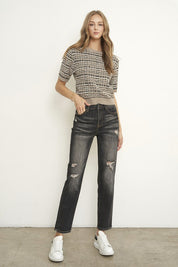 Women's High Rise Girlfriend Jeans in Dark Grey Wash