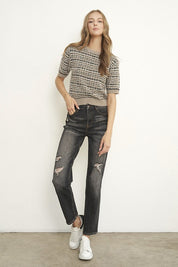 Women's High Rise Girlfriend Jeans in Dark Grey Wash