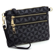 Women's Faux Leather Multi Zip Clutch Crossbody Bag