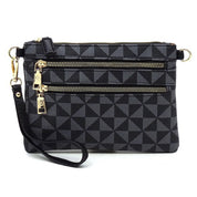 Women's Faux Leather Multi Zip Clutch Crossbody Bag