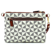 Women's Faux Leather Multi Zip Clutch Crossbody Bag