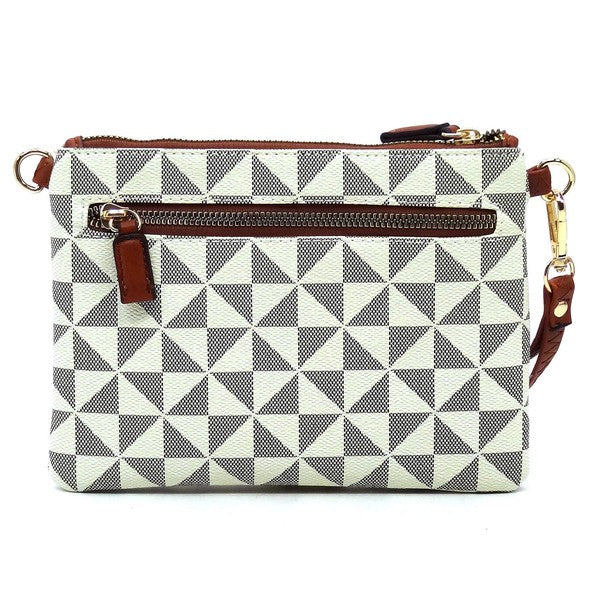 Women's Faux Leather Multi Zip Clutch Crossbody Bag