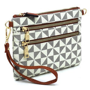 Women's Faux Leather Multi Zip Clutch Crossbody Bag