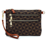 Women's Faux Leather Multi Zip Clutch Crossbody Bag