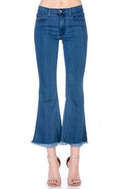 Women's Mid Rise Crop Flare Ankle Jeans