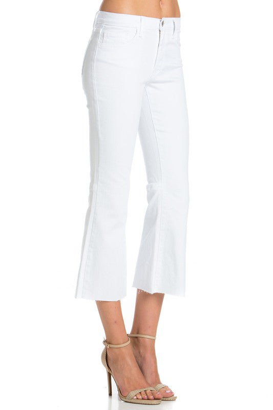 Women's Mid Rise Crop Flare Ankle Jeans