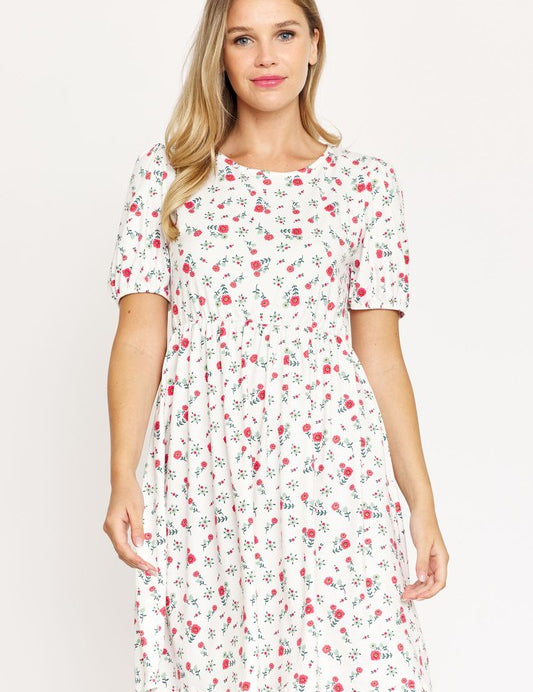 Women's Gathered Puff Sleeve Mini Dress