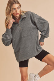 Women's Casual 1/4 Zip Voluminous Pullover