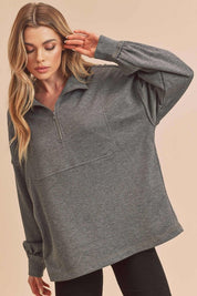 Women's Casual 1/4 Zip Voluminous Pullover