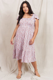 Plus Flutter Sleeve Ditsy Floral Sundress