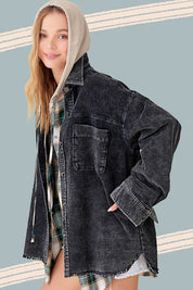 Women's Oversized Corduroy Jacket with Washed Finish